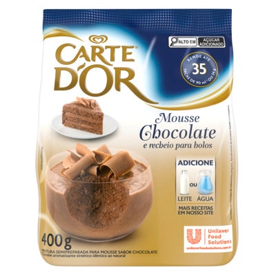Mousse de Chocolate Carte D'Or 400g - Pode ser usado como recheio de bolos, doces, pavês, tortas e muito mais. Adicione café, frutas vermelhas ou castanhas para fazer sobremesas variadas.