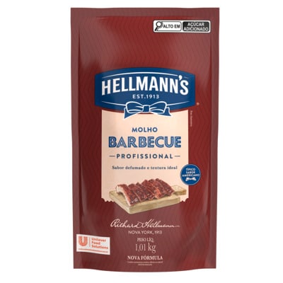 Molho Barbecue Hellmann's Doypack 1,01kg - Use o barbecue em aplicações quentes e frias. Fica perfeito em costelinha, hamburguer, batata frita, frango e muito mais!